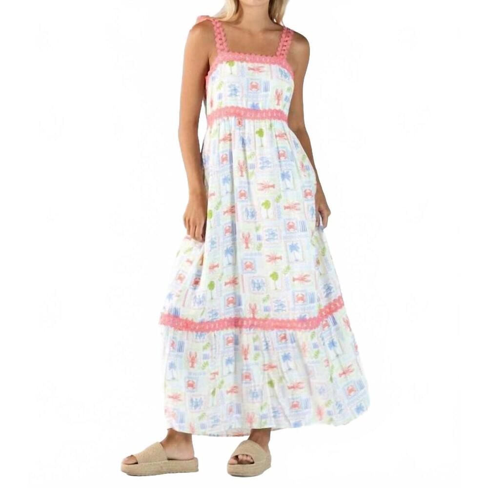NEW SIMPLY SOUTHERN coastal tie dress in pink multi - Picture 1 of 3